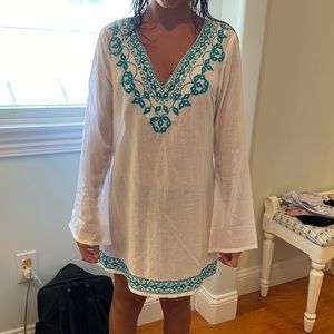 white cotton cover up. long sleeve
